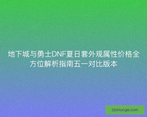 地下城与勇士DNF夏日套外观属性价格全方位解析指南五一对比版本
