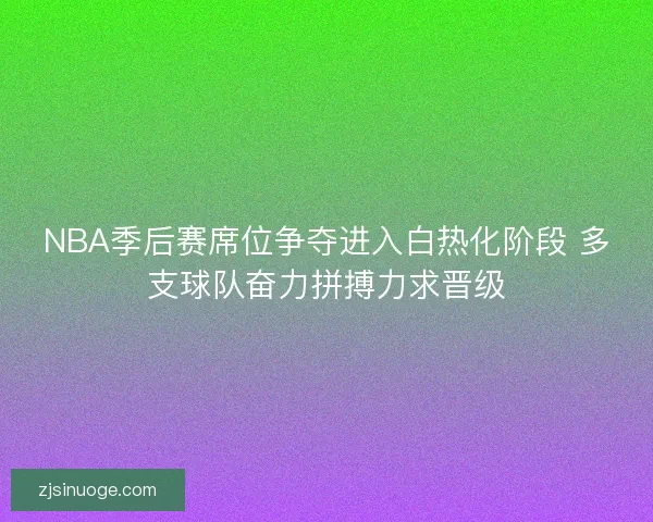NBA季后赛席位争夺进入白热化阶段 多支球队奋力拼搏力求晋级